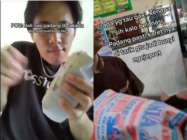 Beli Nasi Padang Penjualnya Jepretkan Karet saat Bungkus Makanan? Ini Alasannya!