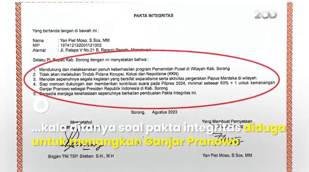 Pj Bupati Sorong soal Pakta Diduga Menangkan Ganjar: No Comment