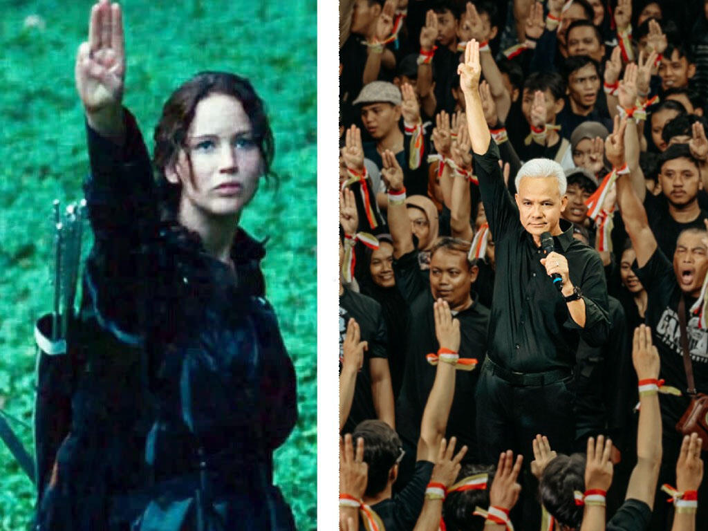 Ganjar Pranowo Salam 3 Jari Hunger Games, Publik: Simbol Perlawanan Otoritarian 