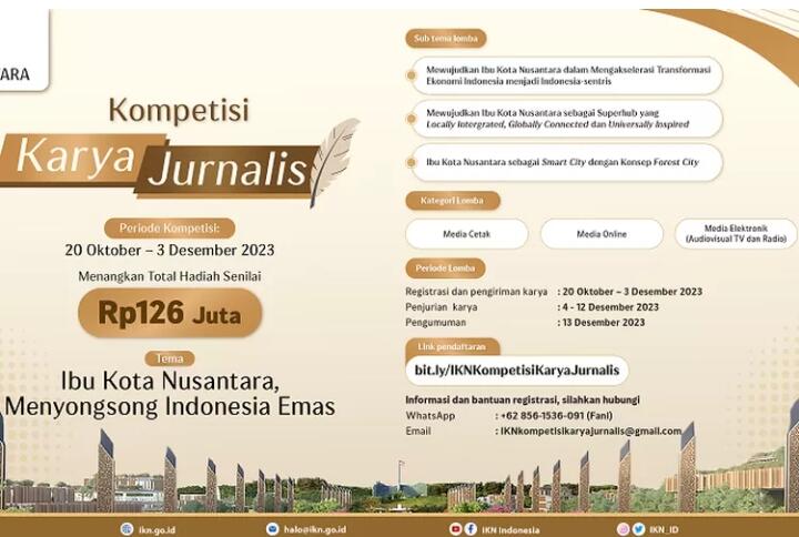 Catat Tanggalnya, Kompetisi Karya Jurnalis IKN Tawarkan Hadiah Total Rp 126 Juta