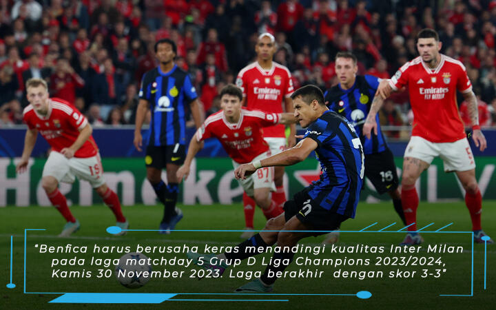 Laga Benfica vs Inter Milan Skor 3-3