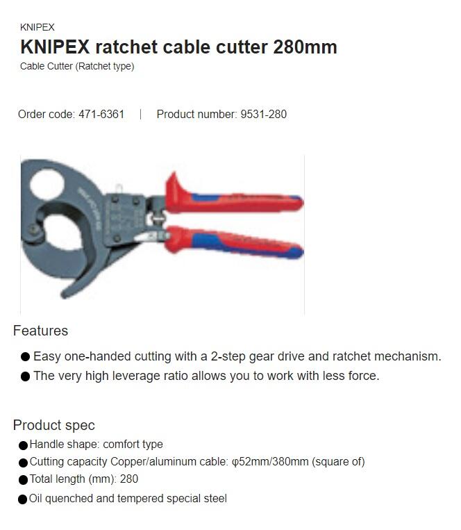Ratchet Cable Cutter KNIPEX