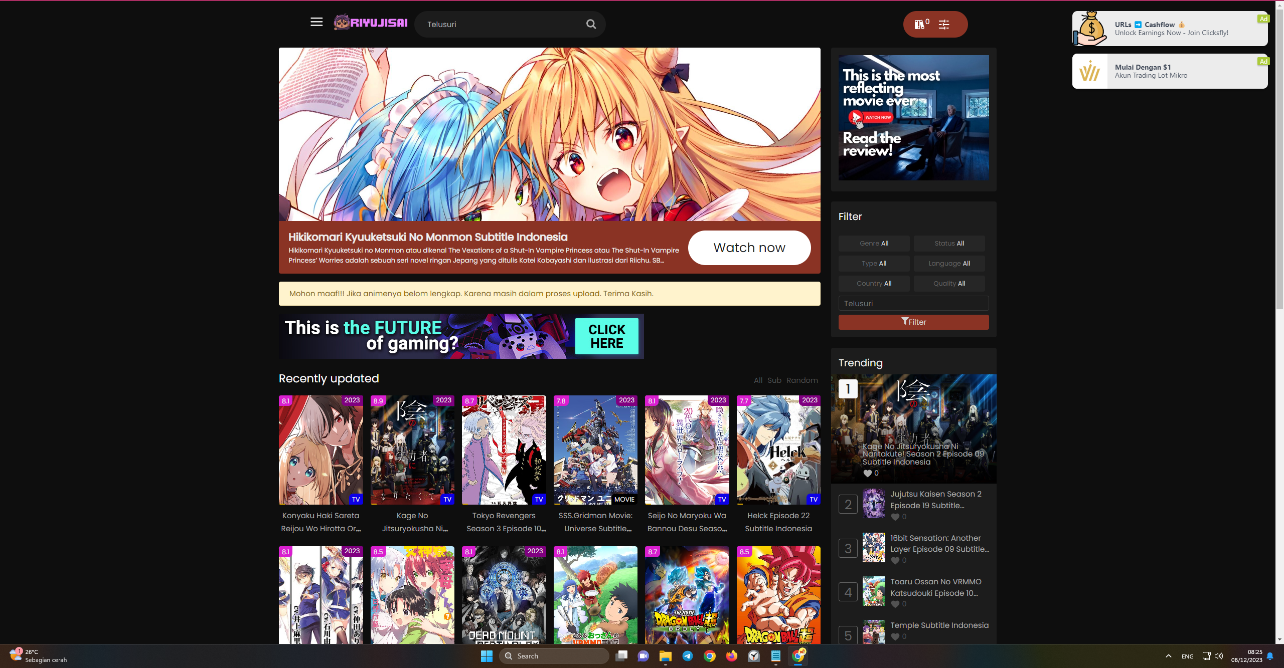 Situs Streaming dan Download Anime Subtitle Indonesia terbaru Update 2023