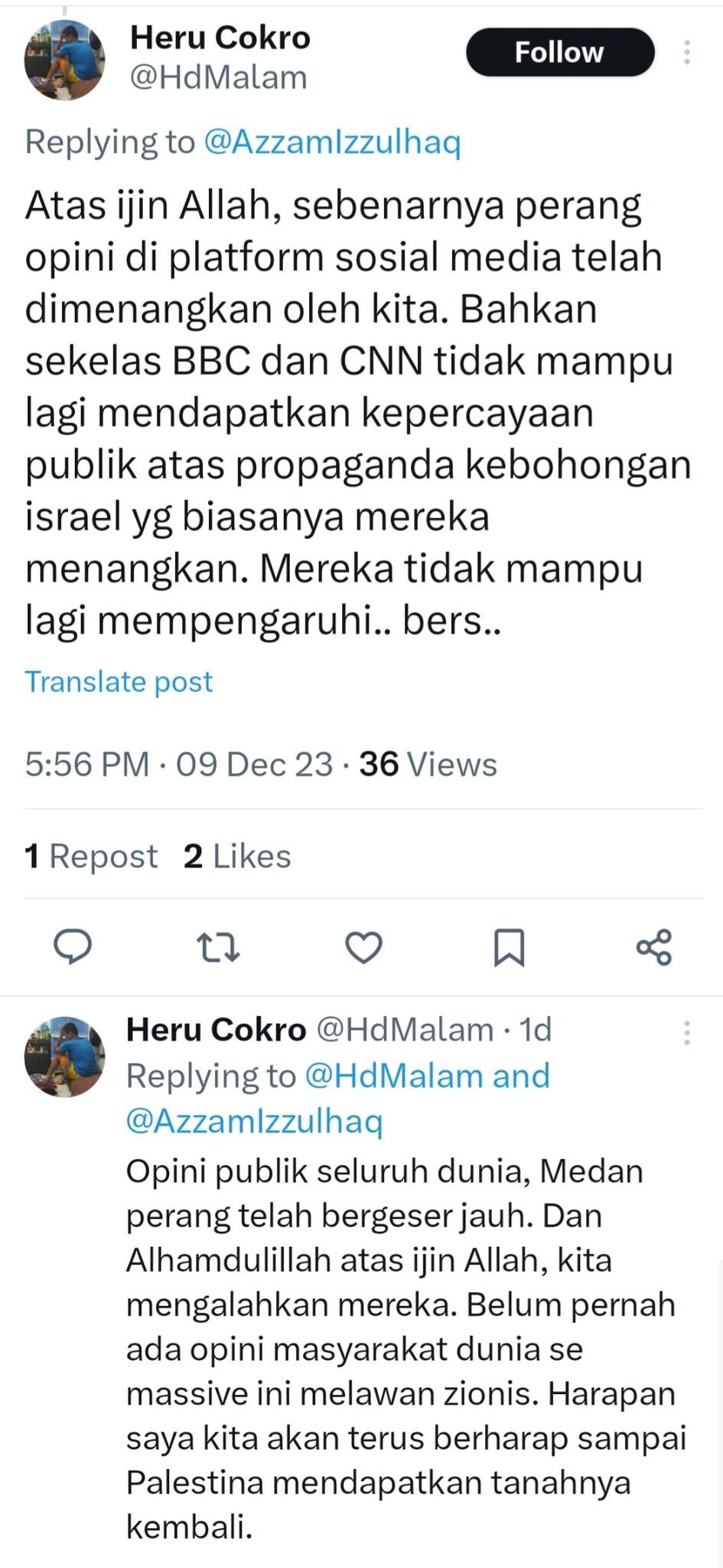 Netizen Indonesia Bertindak, Akun Zionis Ketar-ketir