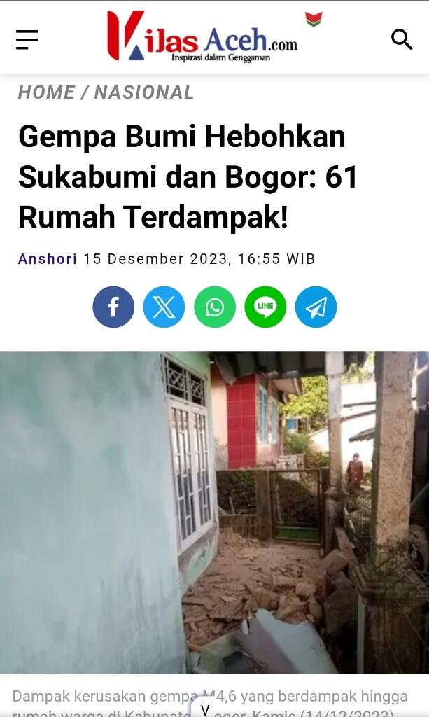 Fakta-fakta Gempa Terkini M 4,6 Sukabumi Picu Kerusakan 61 Rumah di Bogor