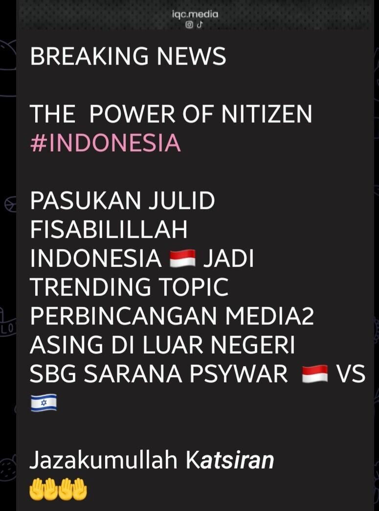 SANGARRRRRRR!! Gerakan Netizen Indonesia melawan Israel jadi berita internasional