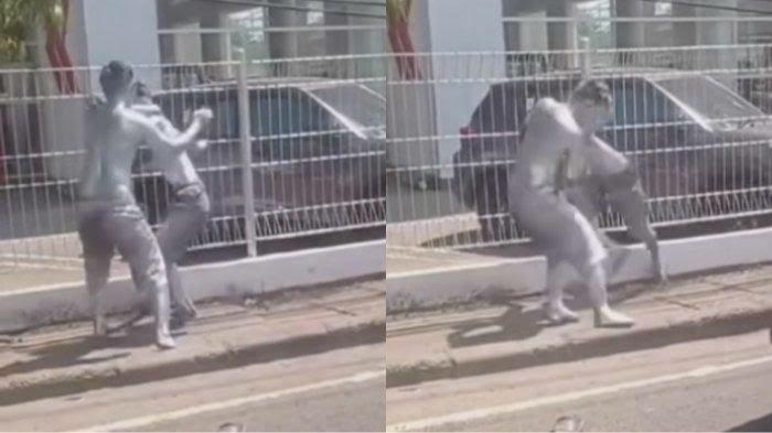 Viral Manusia Silver Baku Hantam di Pinggir Jalan, Apa Penyebabnya?