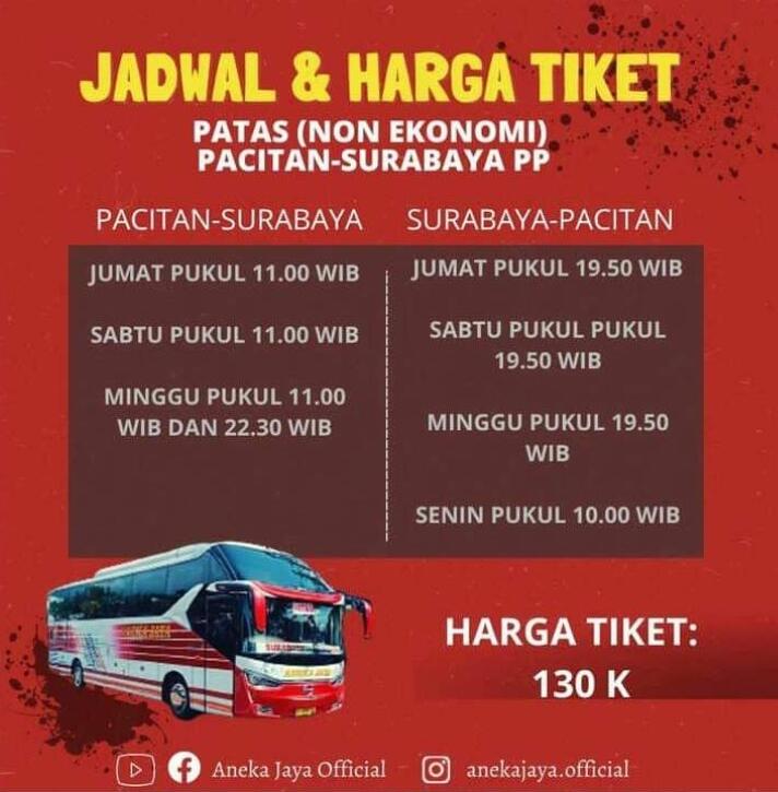 Surabaya-Pacitan: Rute Bus yang Ramai di Hari Tertentu Saja