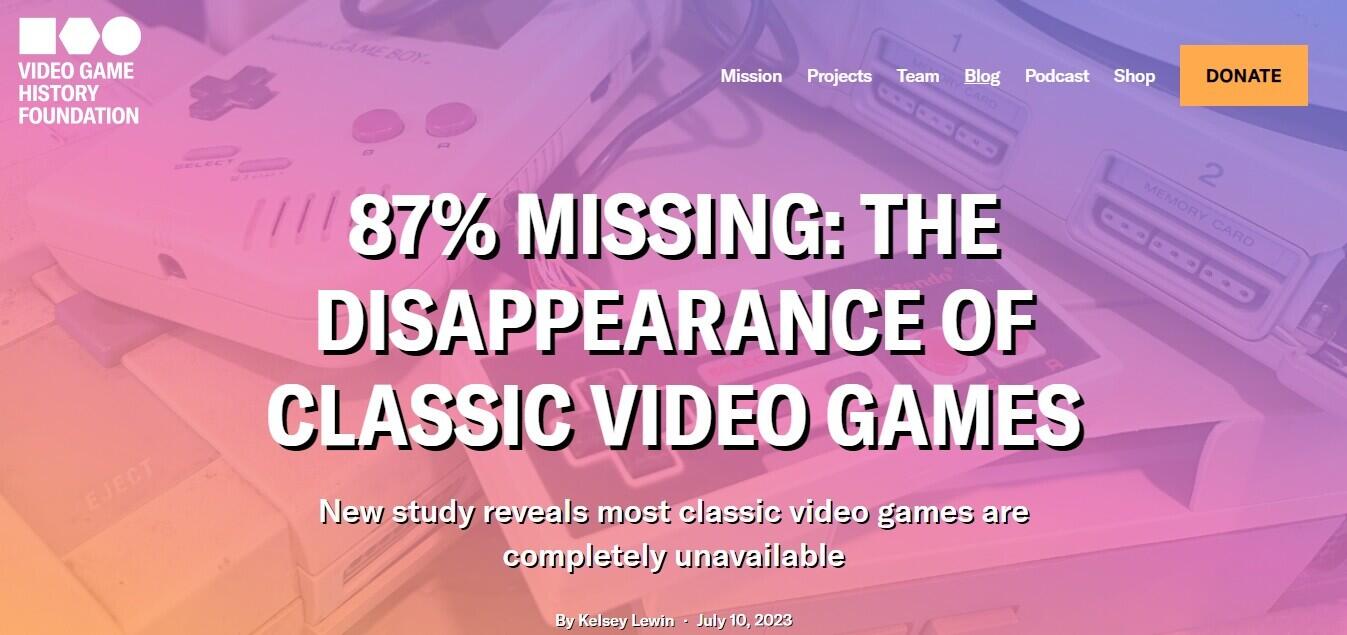 87% dari Video Games Classic Sudah Mulai Menghilang