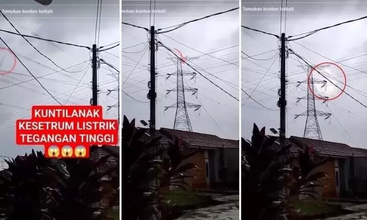 Kuntilanak Teledor! Viral Video Kuntilanak Terbang Kesetrum Kabel Listrik, Percaya?