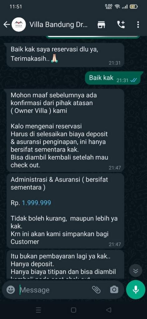 &#91;SHARE PENGALAMAN&#93; 
Hati Hati PENIPU LAKNAT JASA SEWA VILLA 
IG @villabandungdream_