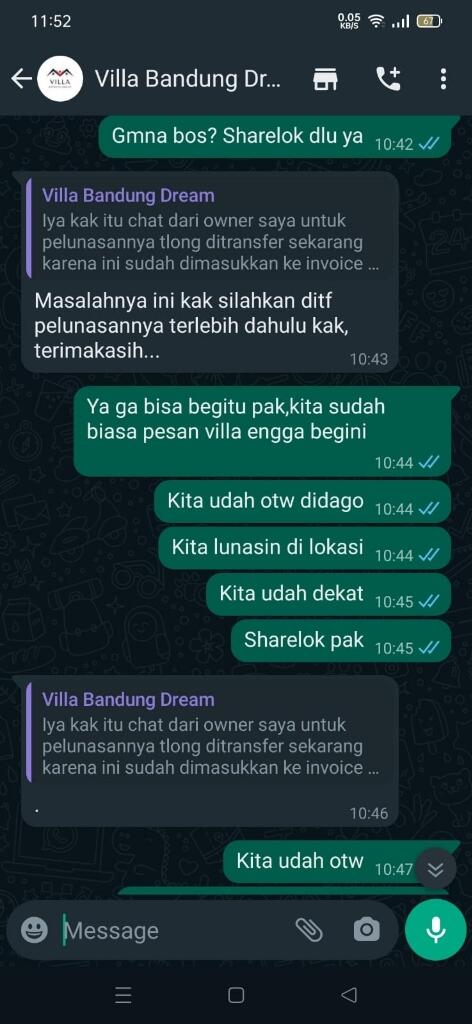 &#91;SHARE PENGALAMAN&#93; 
Hati Hati PENIPU LAKNAT JASA SEWA VILLA 
IG @villabandungdream_