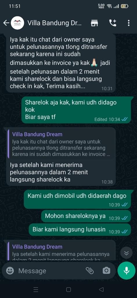 &#91;SHARE PENGALAMAN&#93; 
Hati Hati PENIPU LAKNAT JASA SEWA VILLA 
IG @villabandungdream_