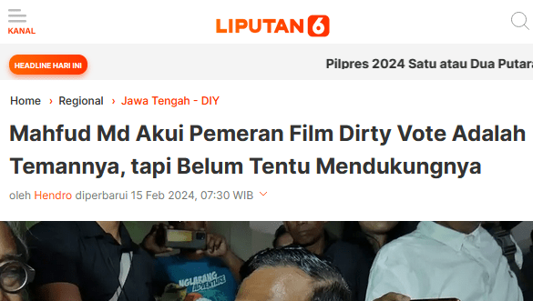 TERKUAK Film Dirty Vote Buatan Tim Mahfud MD, Serang Jokowi dan Klaim Pemilu Curang