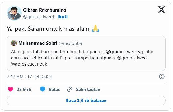 Viral Gibran Mendadak Titip Salam ke Alam Ganjar, Netizen Komen Begini