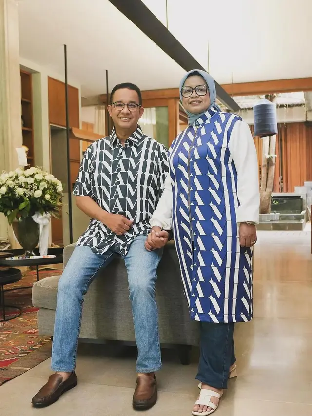 Anies Baswedan Tampil Serasi dengan Fery Farhati Pakai Atasan Monogram Amin,