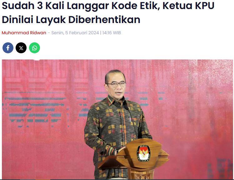 Semua Komisioner KPU Diperiksa DKPP, Rekapitulasi Nasional Ditunda