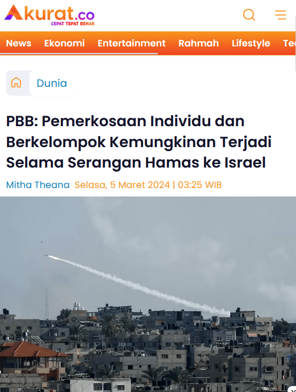 PBB Temukan Bukti Hamas Lakukan Pemerkosaan