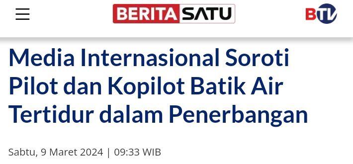 Penerbangan Batik Air Kendari-Jakarta Ditinggal Tidur Pilot &amp; Kopilot