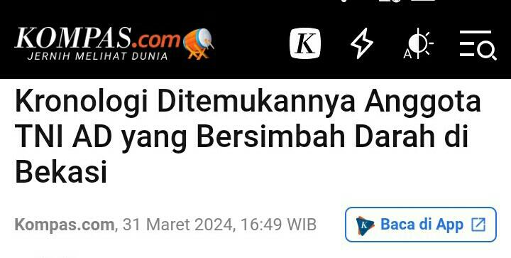 Sebelum Meninggal, Anggota TNI yg Terluka di Bekasi Mencari Air untuk Bersihkan Darah