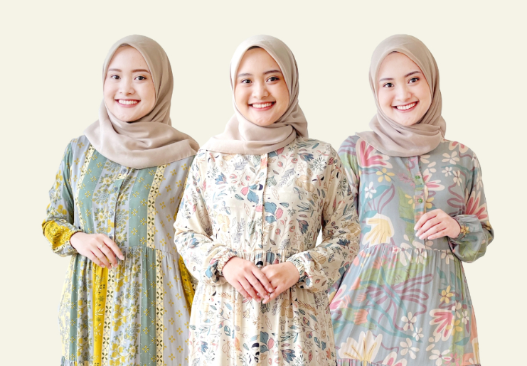 Spesial Promo !!! Gamis Dewasa Motif Yalina Series Bahan Rayon Viscose Premium