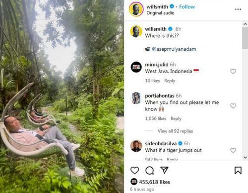 Heboh! Will Smith Kepincut Wisata Alam Sukabumi, Netizen RI: Kesini Dong Bang!