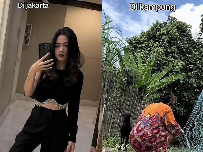 Ganti Wujud! Beda Gaya Wanita: Di Jakarta jadi Princess, Di Kampung Angon Kambing