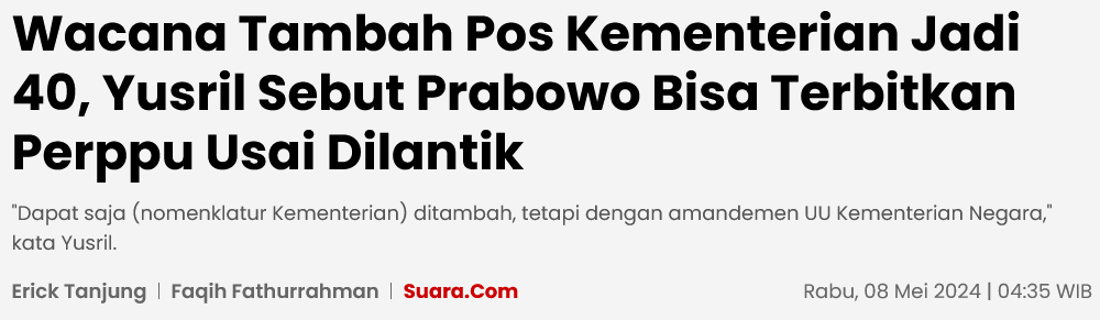 Pisahkan Pajak dari Kemenkeu, Prabowo Bakal Terbitkan Perppu!