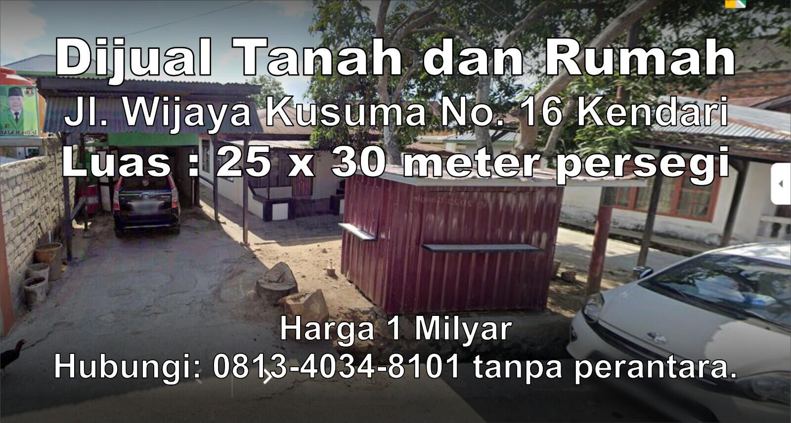 DiJual Tanah Rumah Wilayah Kota Kendari Sulawesi Tenggara