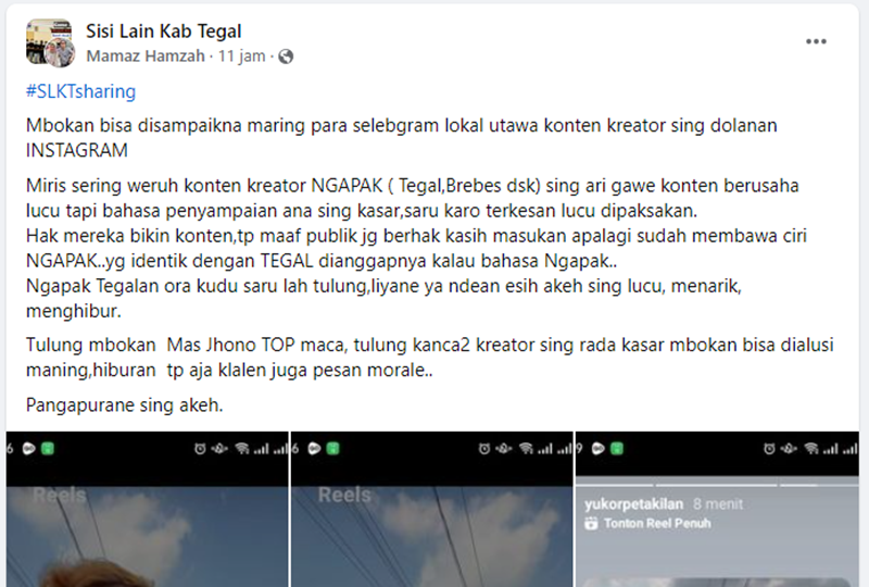 Aja Ndableg Son! Sejumlah Kreator Konten Brebes-Tegal Dihujat sering Ngomong Jorok