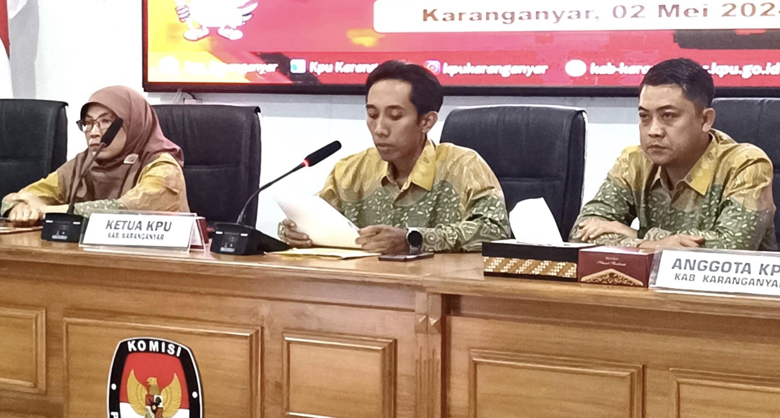 KPU Karanganyar Putuskan Caleg Terpilih PDIP dan PKB Diganti