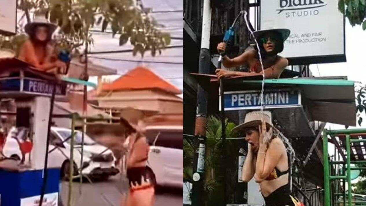 Turis Sampah! Viral Bule Berbikini Mandi Pertamax di Bali, Sandiaga Uno: Kita Amankan