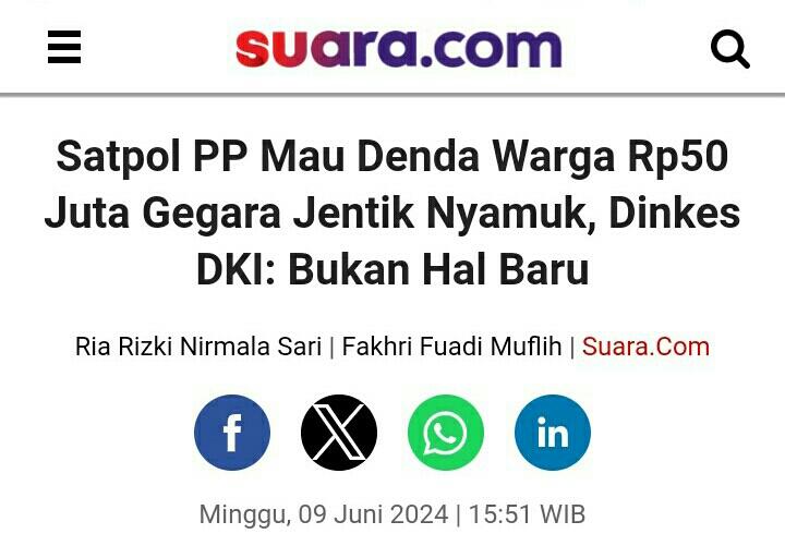 Heru Budi soal Denda Rp 50 Juta Jika Ada Jentik Nyamuk: Hanya Imbauan