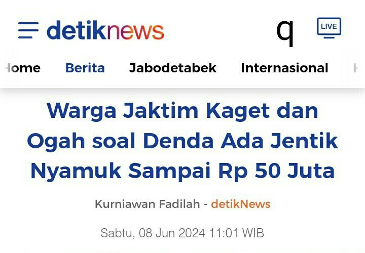 Heru Budi soal Denda Rp 50 Juta Jika Ada Jentik Nyamuk: Hanya Imbauan