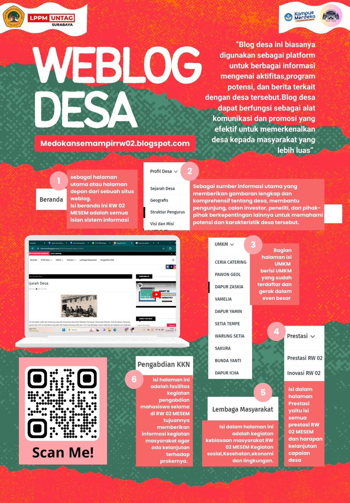 INOVASI MAHASISWA KKN NR3 UNTAG SURABAYA DALAM MEMBUAT WEBBLOG PROFILE DESA