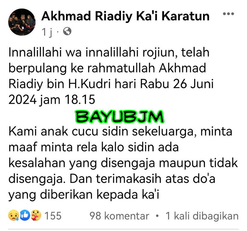 Meninggal dunia Dalang Almarhum Kai Karatun