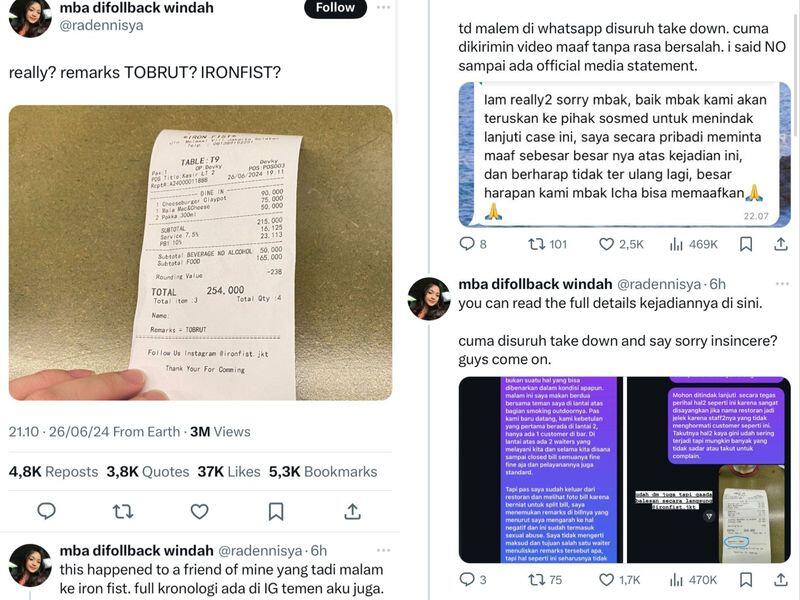 Pelayan Sebut Pelanggan 'Tobrut', Resto Ini Minta Maaf