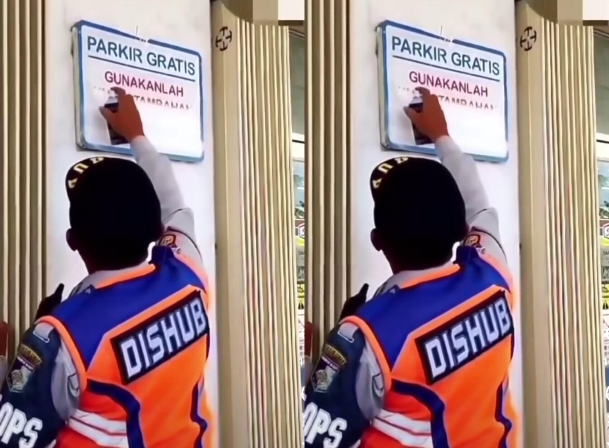 Oknum Dishub Menghapus Tulisan Parkir Gratis di Indomaret, Dishub DKI Angkat Bicara
