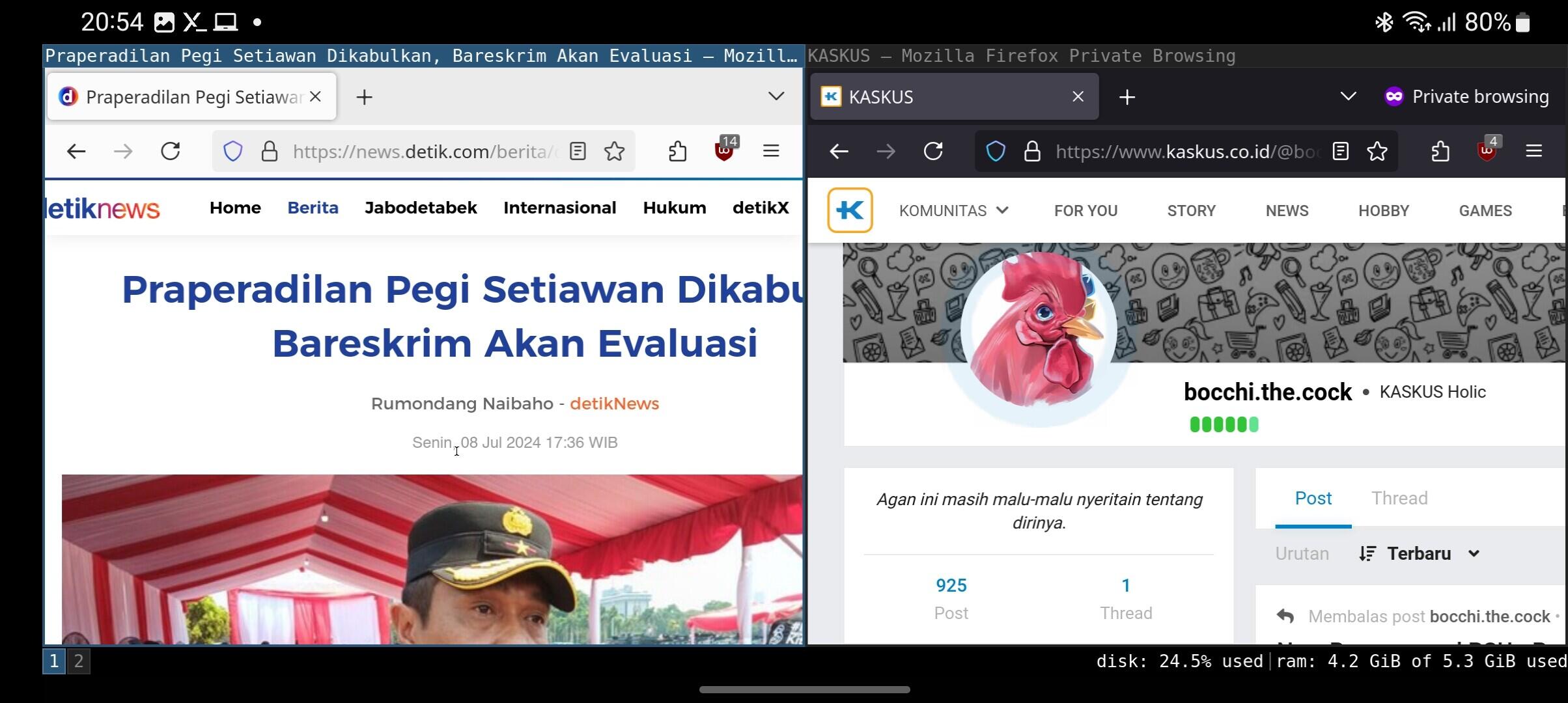 Mencoba distro Alpine Linux dengan window manager i3wm di HP Android