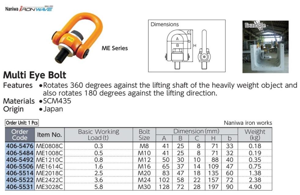 Multi Eye Bolt Rotates 360 degree Naniwa