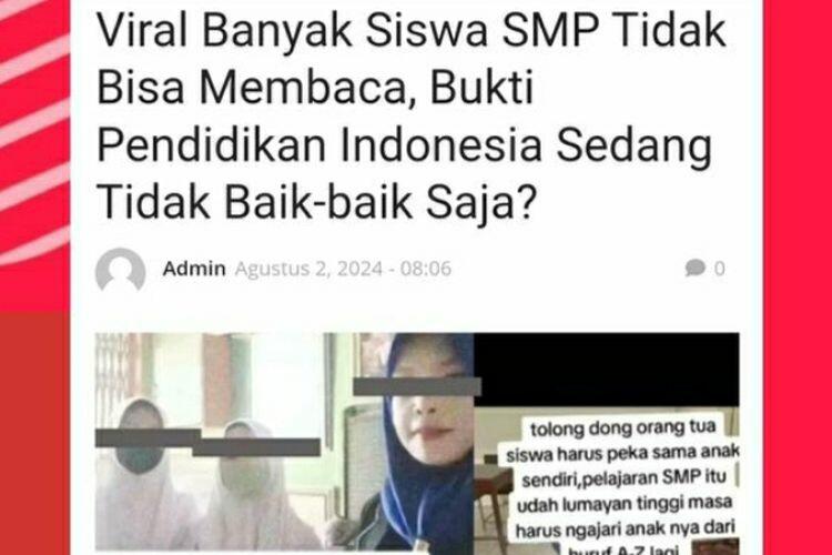 Bahkan Anak SMP pun Belum Bisa Baca Tulis, Miris Nggak Gansist dengan Negeri ini?