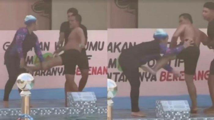 Emosi! Pelatih Renang Tendang Guru Wanita di Tepi Kolam Minta Maaf dan Jalur Damai