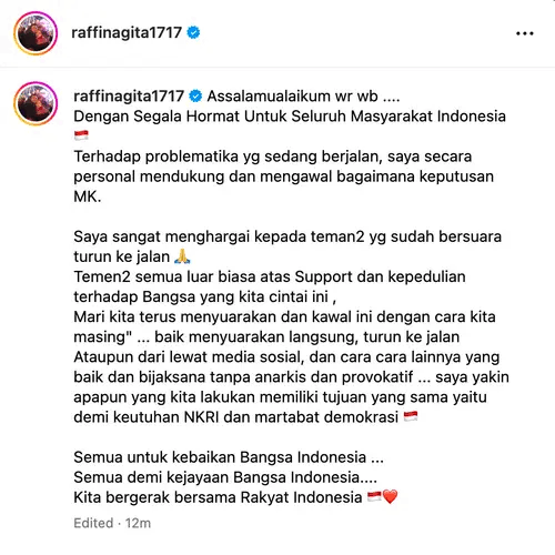 Akhirnya Tersadarkan! Raffi Ahmad buat Klarifikasi setelah Digempur 52 Ribu Komentar