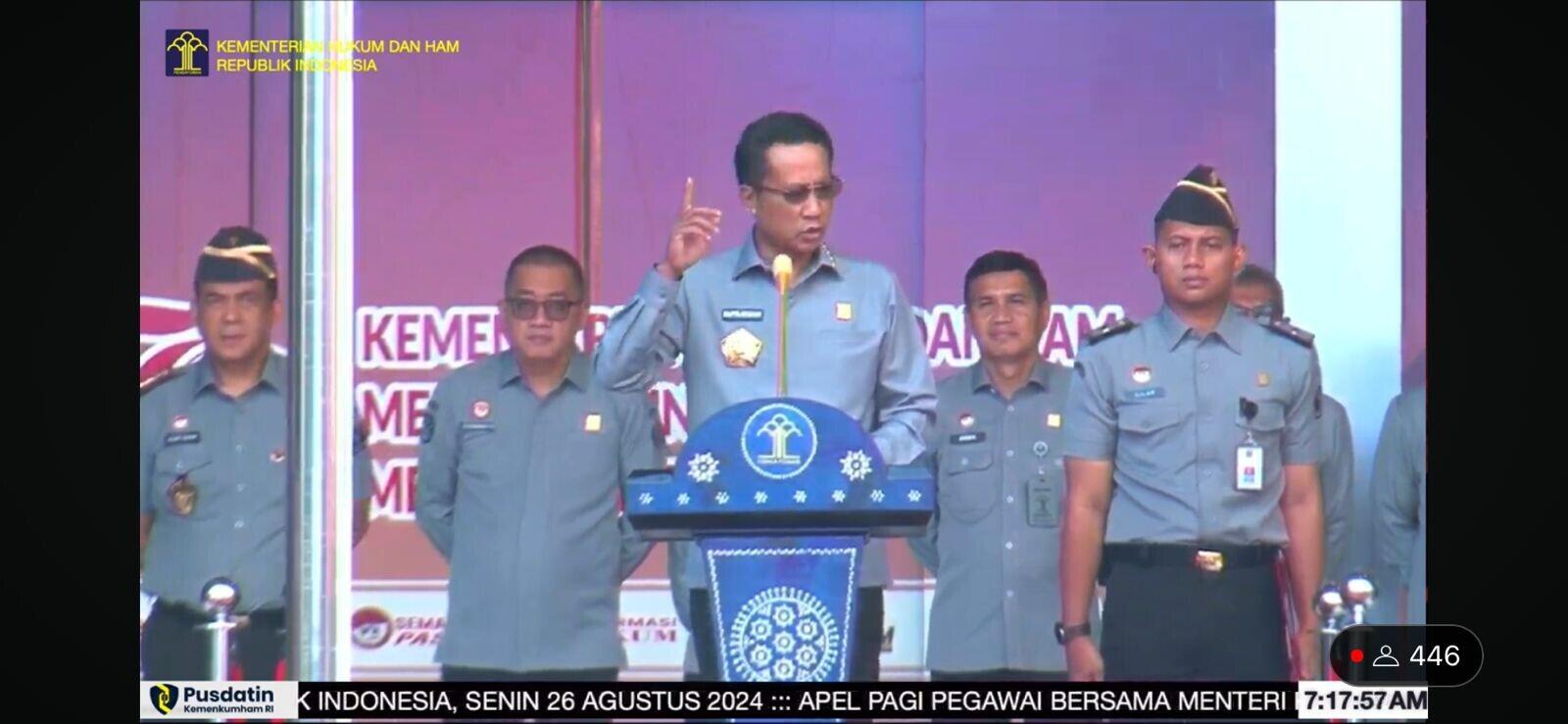 Lapas Tolitoli Ikuti Apel Pagi Bersama Menteri Hukum dan HAM RI