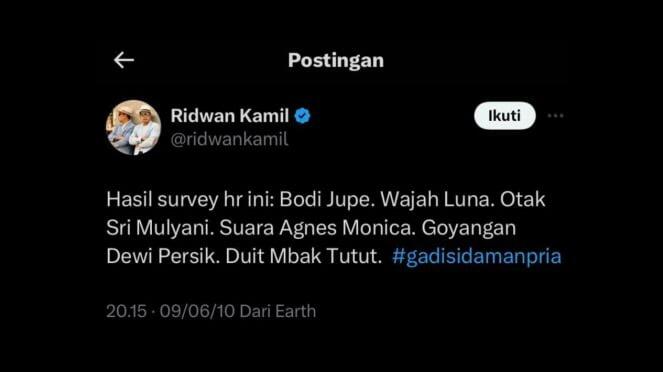 5 Tweet Cabul Ridwan Kamil yang Kembali Diviralkan Oleh Netizen Jelang Pilgub 2024!