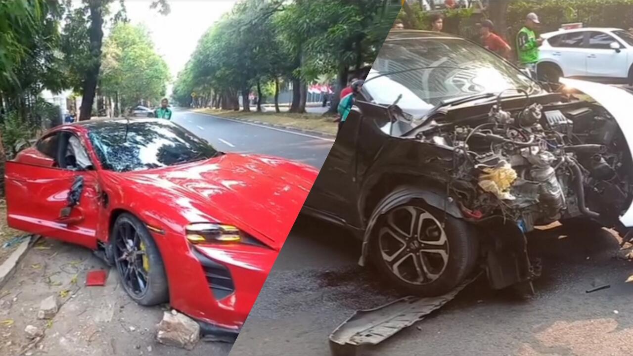 Seruduk Honda HRV, Porsche Taycan Milik Papi Rungkad