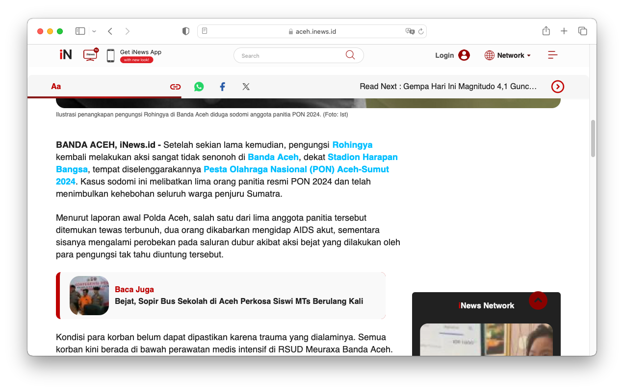 BREAKING NEWS❗❗❗Imigran Gelap Rohingya Tertangkap Sodomi Panitia PON Aceh-Sumut 2024
