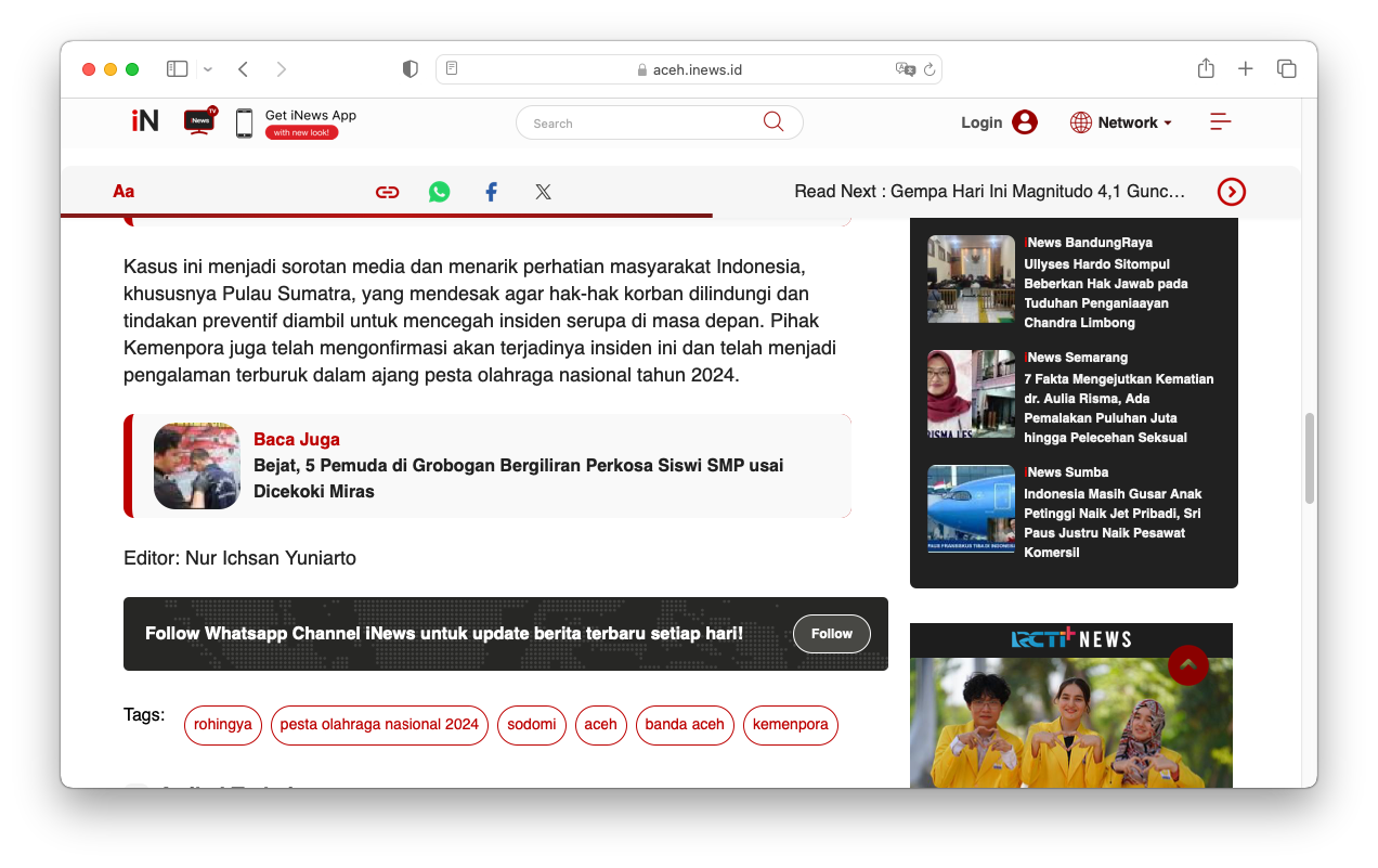 BREAKING NEWS❗❗❗Imigran Gelap Rohingya Tertangkap Sodomi Panitia PON Aceh-Sumut 2024