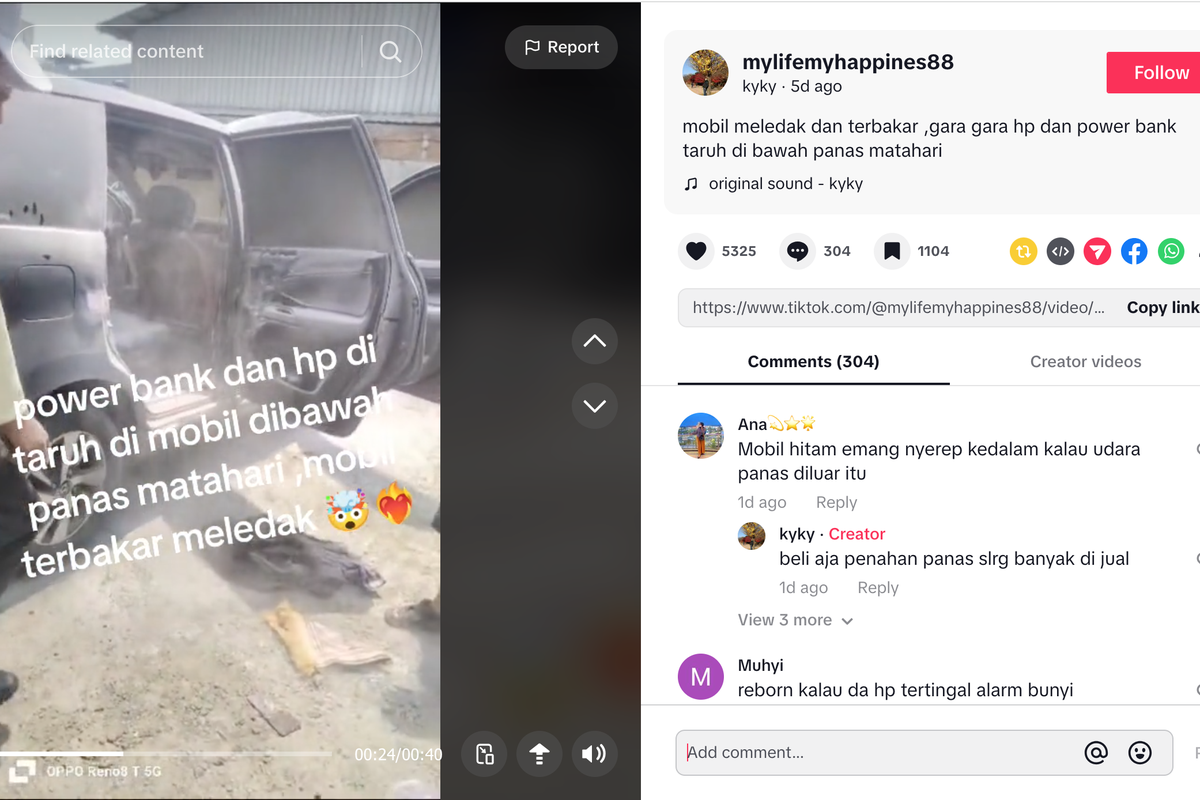 Kabin Mobil Terbakar akibat Powerbank