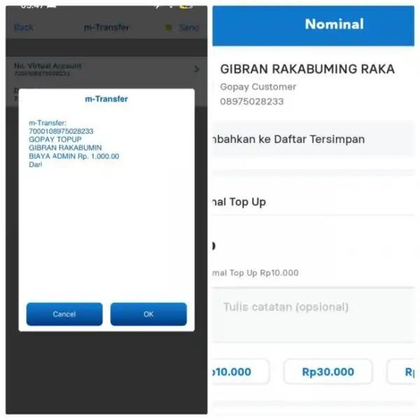 Netizen Iseng Transfer Gopay ke Nomor Fufufafa, yang Muncul Malah Nama Gibran